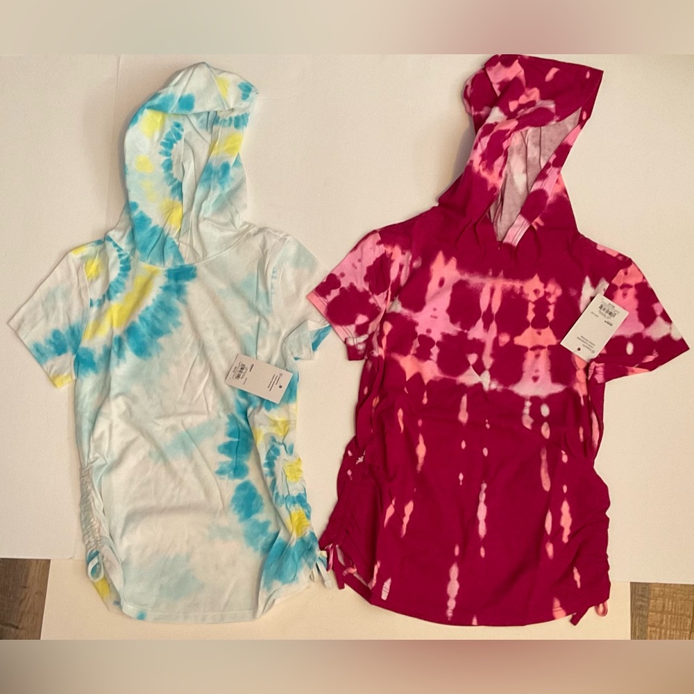 Girls Tie Dye Short Sleeve Top Shirt‎ Hoodie Lot Size 8 New